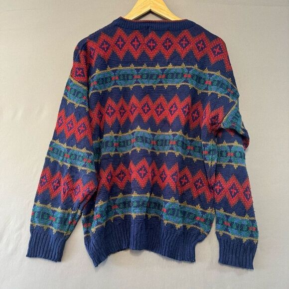 Trend Basics Men’s Colorful 2000s Round Neck Sweater Size Large 100% Acrylic - Picture 3 of 7